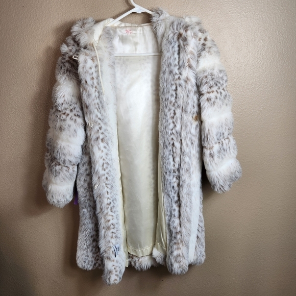 Frost Fighter Vintage Girls Full Length Hooded Buttonfront Faux Fur Coat-Size 16 - Picture 4 of 10